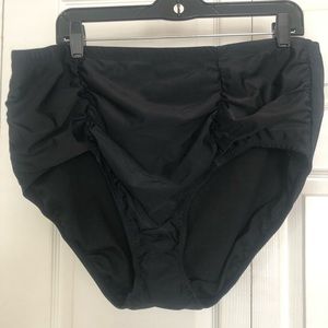 Island Escape High Waist Shirred Swim Bottom Plus Size NWT Black